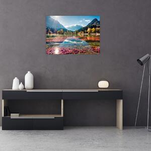 Obraz - Jezero Jasna, Gozd Martuljek, Julské Alpy, Slovinsko (70x50 cm)