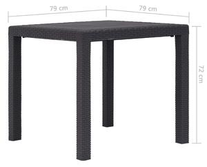 Zahradní stůl - hnědý - plastový ratanový vzhled | 79x79x72 cm