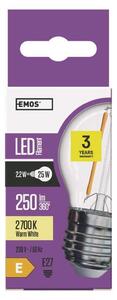 LED žárovka Emos Z74245, E27, 2,2W(25W), kulatá, teplá bílá