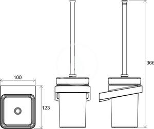 Ravak - WC štětka nástěnná s držákem 10° - chrom/sklo