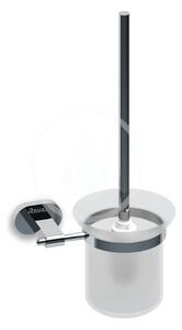 Ravak - Držák s nádobkou a WC štětkou Chrome - chrom/sklo