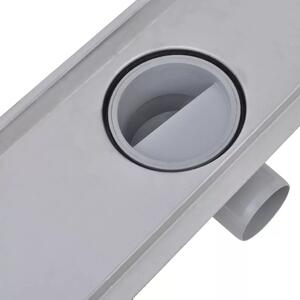 Rovný sprchový odtokový žlab - čárky - nerezová ocel | 630x140 mm