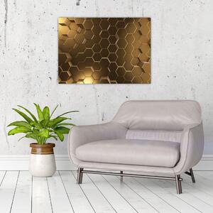 Obraz - Zlaté hexagony (70x50 cm)