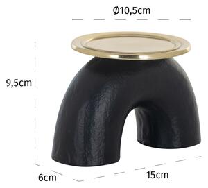 Černo-zlatý kovový svícen Richmond Femke 9,5 cm