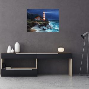Obraz - Maják na břehu oceánu, aquarel (70x50 cm)