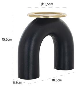 Černo-zlatý kovový svícen Richmond Femke 15,5 cm