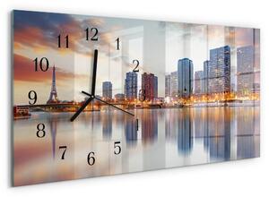 Skleněné hodiny horizontální Paříž večer zsppc-60x30-00295391