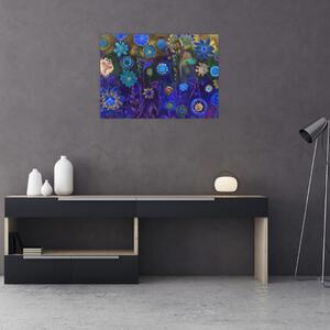 Obraz tmavěmodrých květů (70x50 cm)
