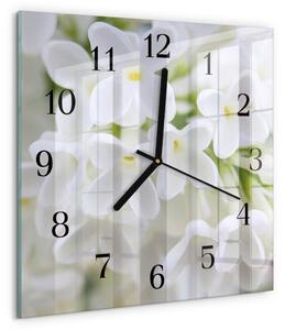 Skleněné hodiny na stěnu Květiny zskc-30x30-00177648