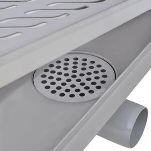 Rovný sprchový odtokový žlab - vlnky - nerezová ocel | 930x140 mm