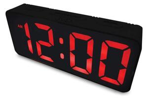 JVD Digitální černý moderní budík do el. sítě JVD SB524.2 s červenými LED číslicemi  (Senzor stmívání (rozsvítí se displej))
