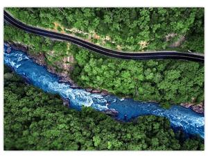 Obraz - Řeka mezi horami, Kavkaz, Rusko (70x50 cm)