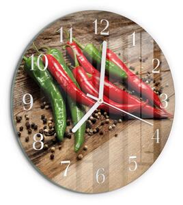 Skleněné hodiny na stěnu Chilli papričky zsob-fi30-00087434