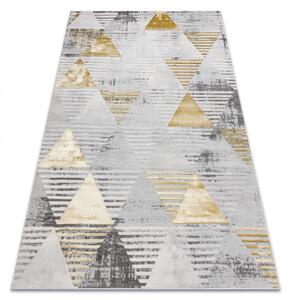 Koberec LIRA E1627 Trojúhelníky geometrický, strukturální, glamour - šedý / zlatý