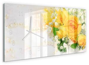 Skleněné hodiny horizontální Květiny zsppb-60x30-00295226