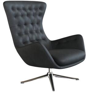 Černé kožené lounge křeslo FLEXLUX SINI