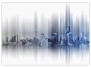 Obraz - Panorama města, modro-šedé (70x50 cm)