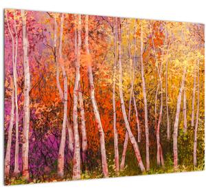 Skleněný obraz barevného lesa (70x50 cm)
