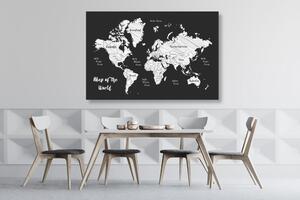 Obraz černobílá jedinečná mapa světa Varianta: 120x80
