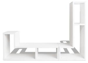 TV stolek ve tvaru dvojitého L | bílý
