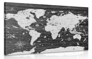 Obraz černobílá mapa na dřevěném pozadí Varianta: 60x40