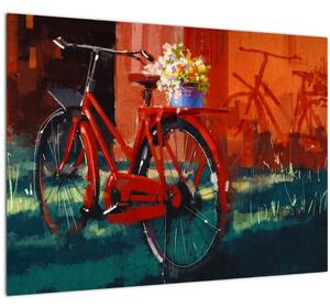 Obraz červeného kola, akrylová malba (70x50 cm)