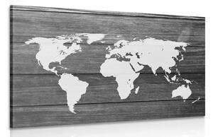 Obraz černobílá mapa světa s dřevěným pozadím Varianta: 60x40