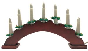 Vánoční dřevěný svícen ve tvaru oblouku, vínová, 7 svíček, teplá bílá