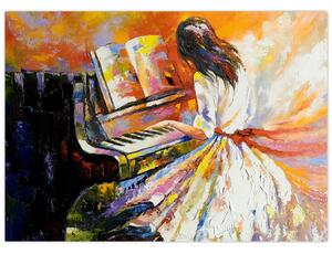 Obraz - Žena hrající na piáno (70x50 cm)
