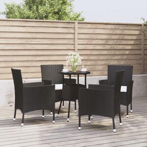 5dílný zahradní bistro set s poduškami černý polyratan 3187415