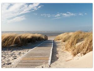 Obraz - Písečná pláž na ostrově Langeoog, Německo (70x50 cm)