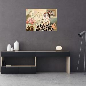 Obraz - Kubismus - harlequin and rose (70x50 cm)