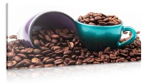 Obraz šálky s kávovými zrnky Varianta: 100x50