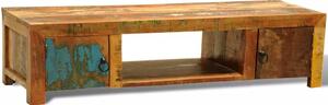 TV stolek Warudi z recyklovaného dřeva s 2 dvířky - vintage antik styl | 120 x 40 x 30 cm