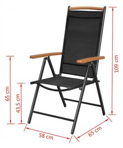 Skládací zahradní židle Dip - 4 ks - hliník | černé