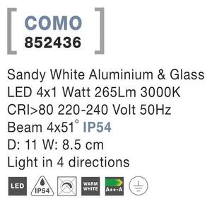 NV 852436 Venkovní nástěnné svítidlo COMO bílý hliník a sklo LED 4x1W 3000K 220-240V 4x51st. IP54 světlo ve čtyřech směrech - NOVA LUCE