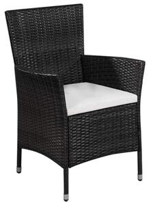 Zahradní židle a stolička s poduškami - polyratan | černé