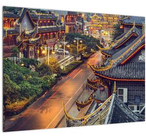 Skleněný obraz - Qintai Road, Čcheng-tu, Čína (70x50 cm)