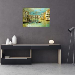 Obraz - Benátský kanál a gondoly (70x50 cm)