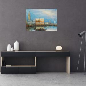 Obraz - Gondola projíždějící Benátkami, olejomalba (70x50 cm)