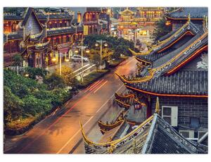 Skleněný obraz - Qintai Road, Čcheng-tu, Čína (70x50 cm)