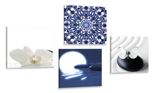 Set obrazů Feng Shui v bílo-modrém provedení Varianta: 4x 60x60