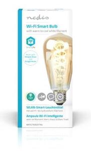 SMART LED žárovka Nedis WIFILT10GDST64, E27, 5,5W, filament,bílá
