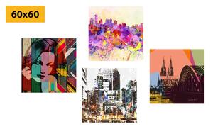 Set obrazů abstraktní život ve velkoměstě Varianta: 4x 40x40