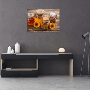 Obraz - Zátiší s medovými sklenicemi (70x50 cm)
