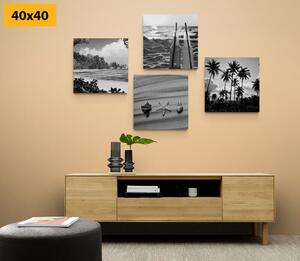 Set obrazů dovolená u moře v černobílém provedení Varianta: 4x 40x40