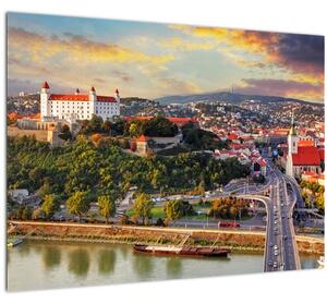 Skleněný obraz - Panorama Bratislavy, Slovensko (70x50 cm)