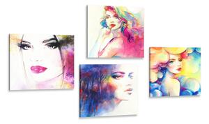 Set obrazů elegance ženy v barevném provedení Varianta: 4x 40x40