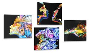 Set obrazů barevná abstrakce na černém pozadí Varianta: 4x 40x40