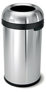 Kulatý otevřený koš 60 l, matná ocel, nerez